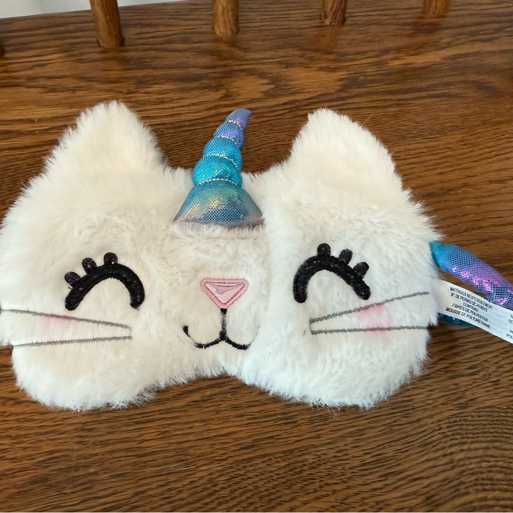 CATICORN SLEEPING MASK CLAIRE'S FUR GLITTER CAT KITTY UNICORN RAINBOW